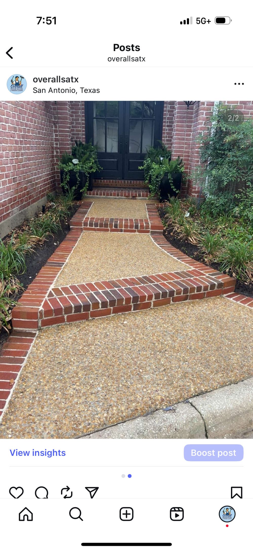Beautifully designed brick pathway leading to a home entrance in San Antonio, Texas.